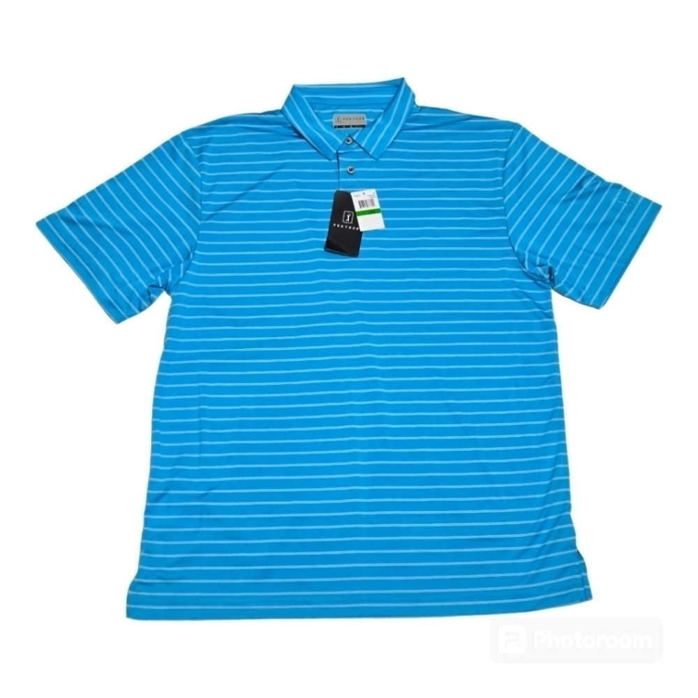 PGA Tour Blue Stripes Golf Polo Shirts
